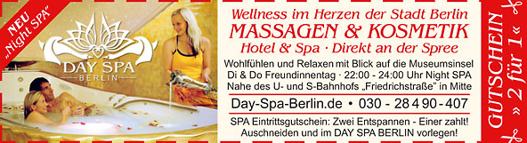 Eintrittsgutschein für das Day Spa Berlin - Kosmetik & Massagen in Berlin-Mitte